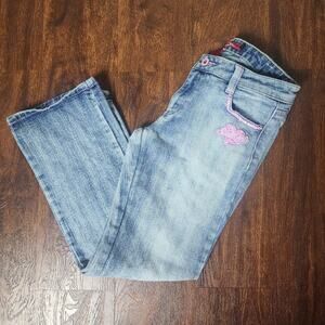 Vintage SouthPole Mid-Rise Bootcut Jeans Bling Pink Sequins Y2K, Size 5